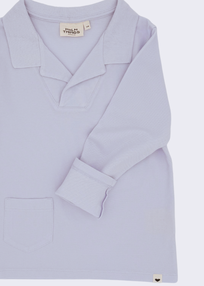 Open Collar Long Sleeve Polo Shirt