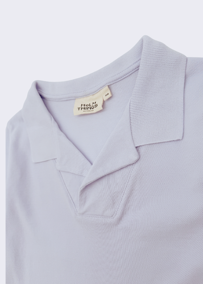 Open Collar Long Sleeve Polo Shirt