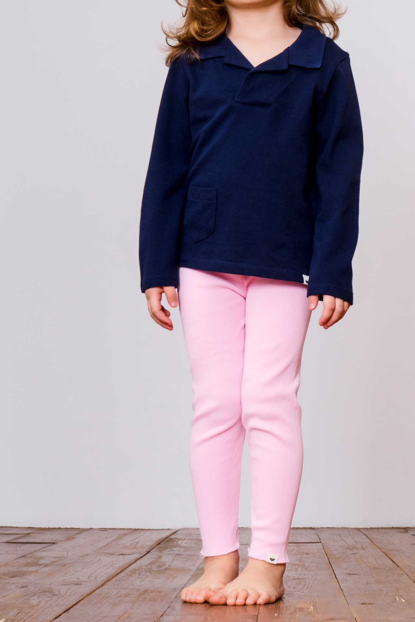 Open Collar Long Sleeve Polo Shirt