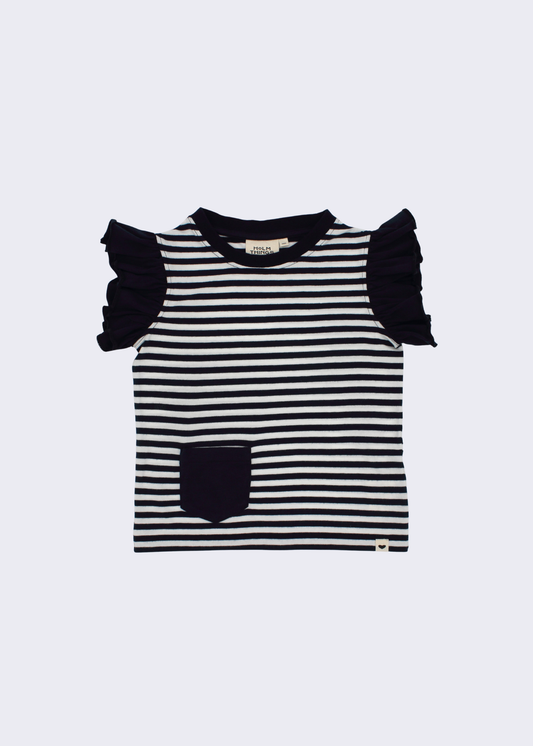 Shoulder Ruffle Sleeveless T-Shirt