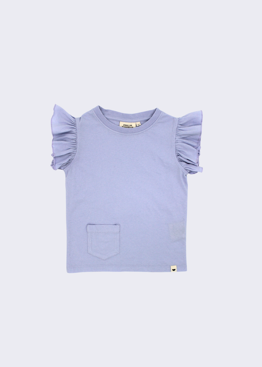 Shoulder Ruffle Sleeveless T-Shirt