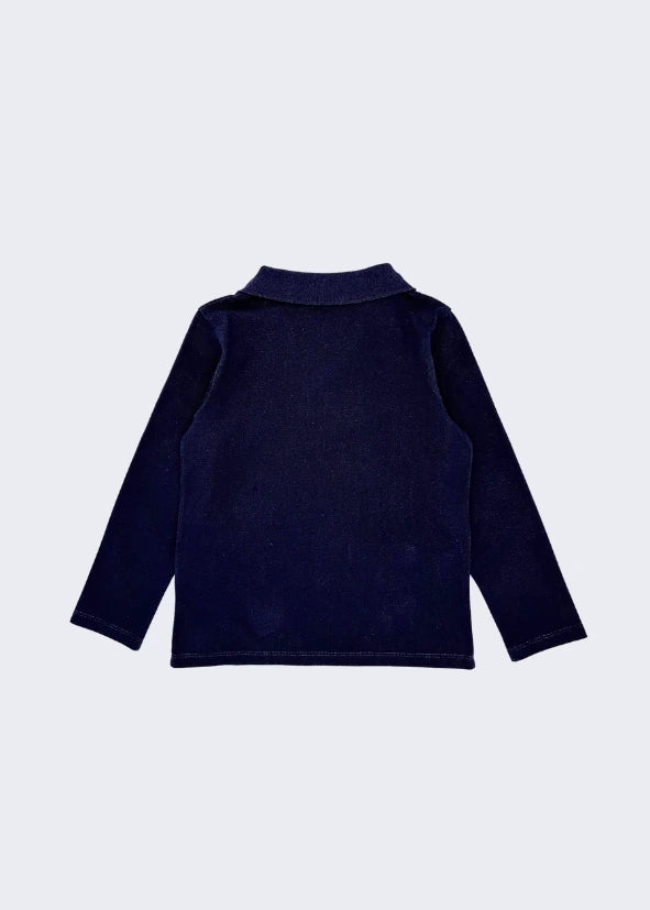 Open Collar Long Sleeve Polo Shirt