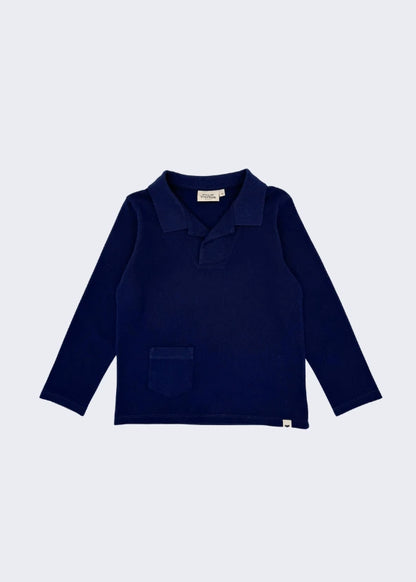 Open Collar Long Sleeve Polo Shirt