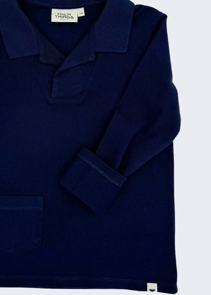 Open Collar Long Sleeve Polo Shirt