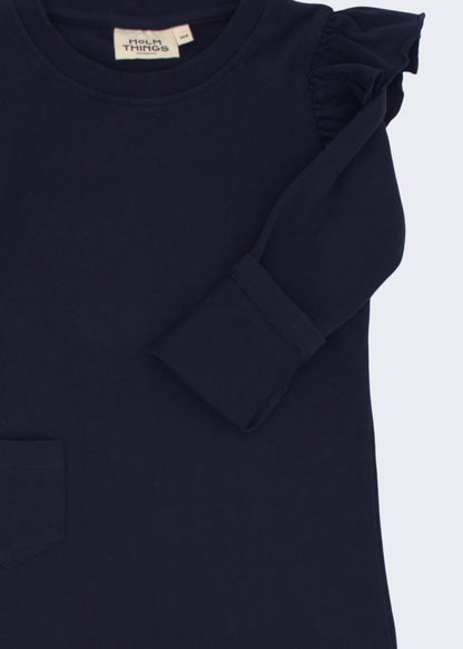 Shoulder Ruffle Long Sleeve Dress