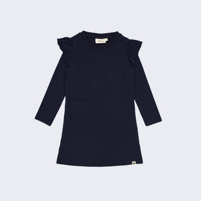 Shoulder Ruffle Long Sleeve Dress